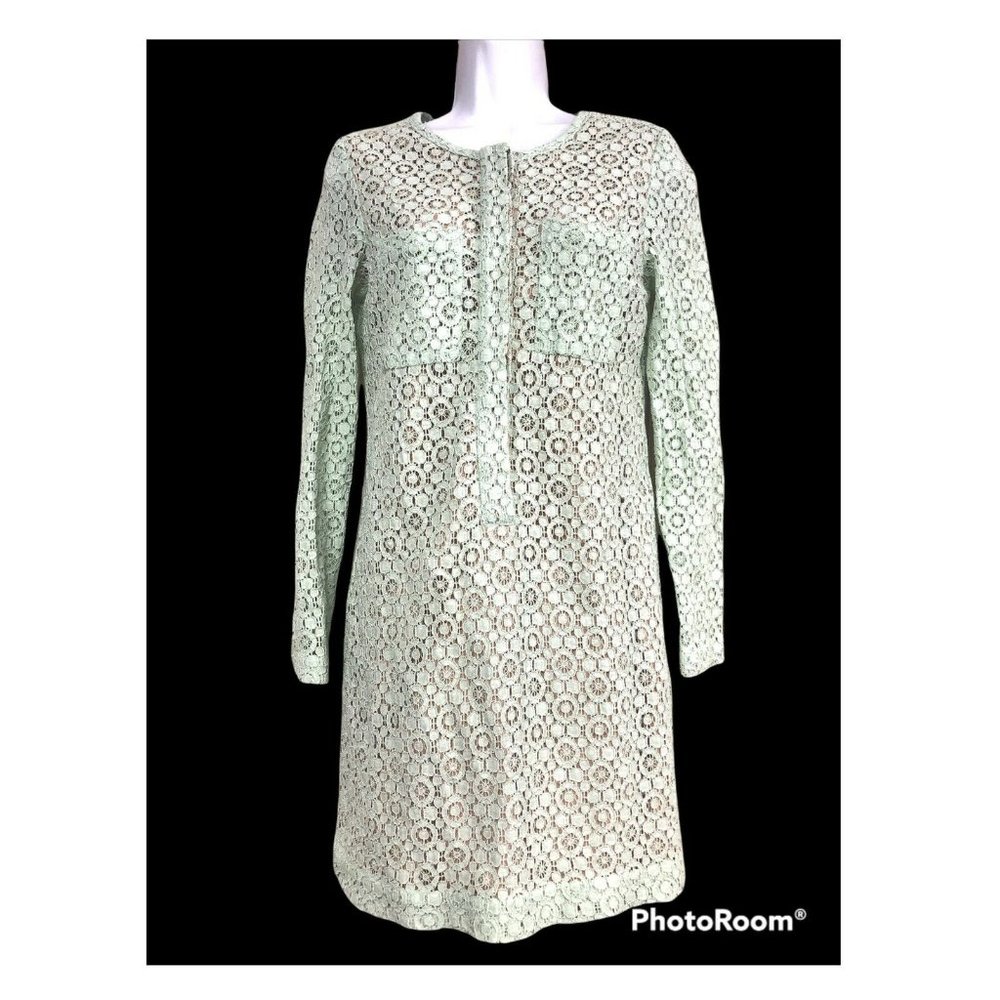 Victoria Beckham For Target Shift Dress Mint Green Eyelet Lace Overlay
